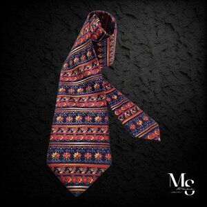 Zilli Blue Red Floral Luxury Silk Tie Hand Made In Italy W: 3.9" EX COND